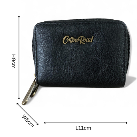 Cotton Road Wallet: Small BLACK PU Leather Wallet