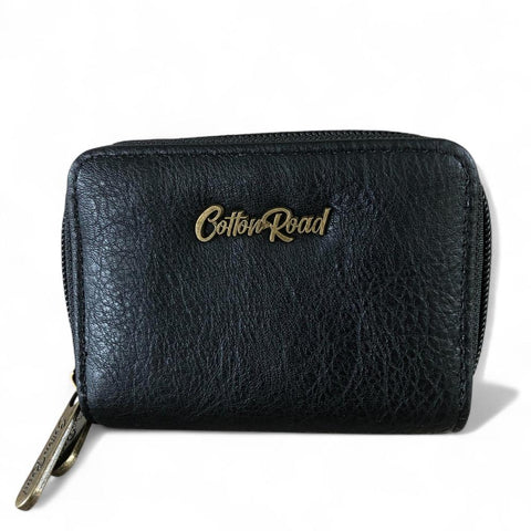 Cotton Road Wallet: Small BLACK PU Leather Wallet