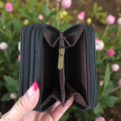 Cotton Road Wallet: Small BLACK PU Leather Wallet