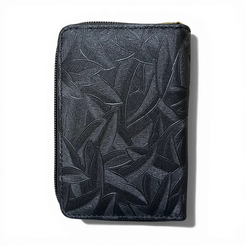 Cotton Road Wallet: Small BLACK Patterned PU Leather with CLIP