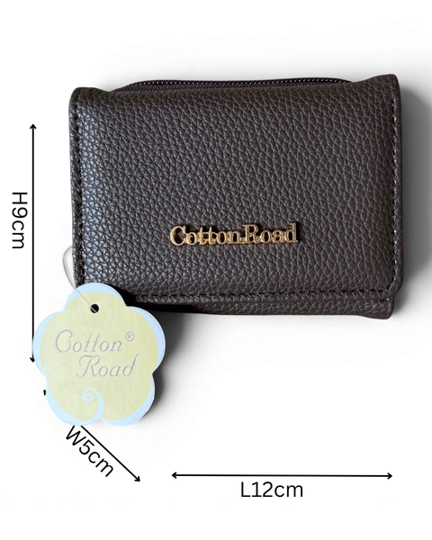 Cotton Road Wallet: Small BROWN PU Leather - Compact & Practical