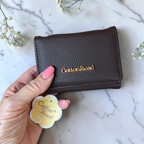 Cotton Road Wallet: Small BROWN PU Leather - Compact & Practical