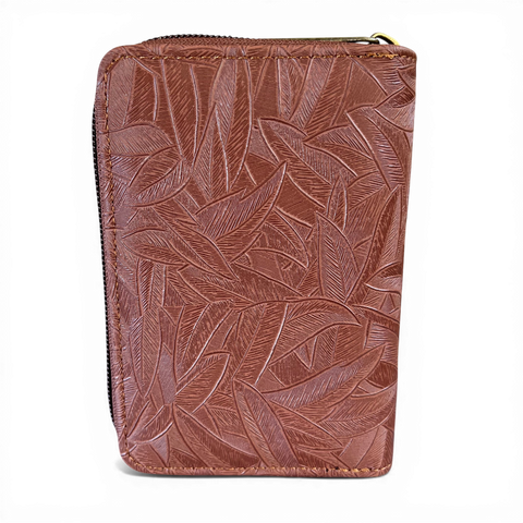 Cotton Road Wallet: Small BROWN Patterned PU Leather with CLIP