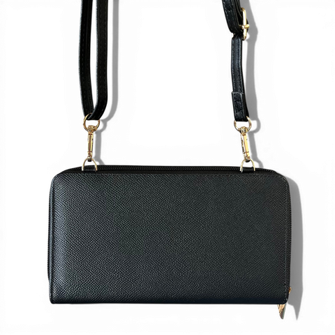 Cotton Road Wallet: Stylish BLACK PU Leather Cellphone Sling