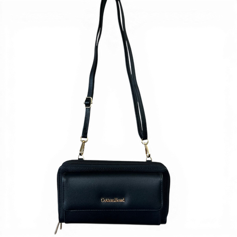 Cotton Road Wallet: Stylish BLACK PU Leather Cellphone Sling