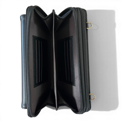 Cotton Road Wallet: Stylish BLACK PU Leather Cellphone Sling