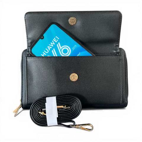 Cotton Road Wallet: Stylish BLACK PU Leather Cellphone Sling
