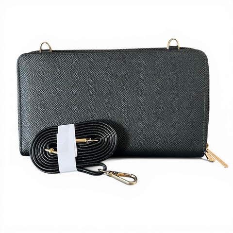 Cotton Road Wallet: Stylish BLACK PU Leather Cellphone Sling