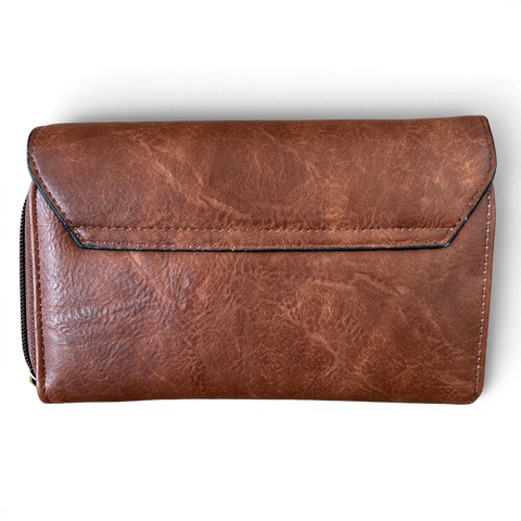 Cotton Road Wallet: Stylish BROWN PROTEA Design PU Leather Crossbody