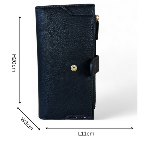 Cotton Road Wallet: Stylish Large BLACK PU Leather with CLIP