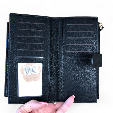 Cotton Road Wallet: Stylish Large BLACK PU Leather with CLIP