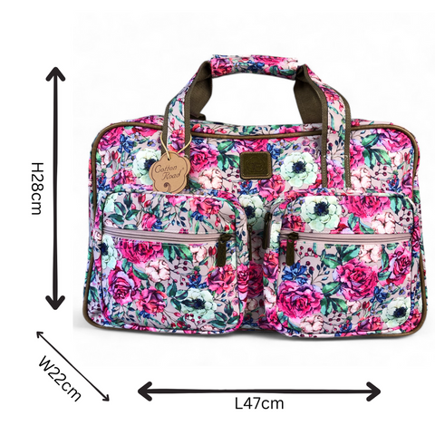 FLORAL PINK CANVAS Overnight Cotton Road Travel Bag