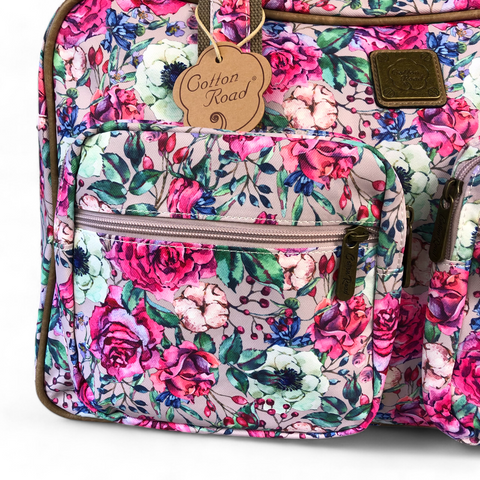FLORAL PINK CANVAS Overnight Cotton Road Travel Bag