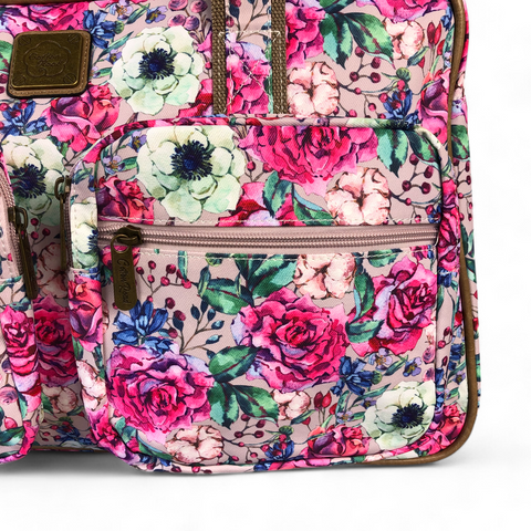 FLORAL PINK CANVAS Overnight Cotton Road Travel Bag