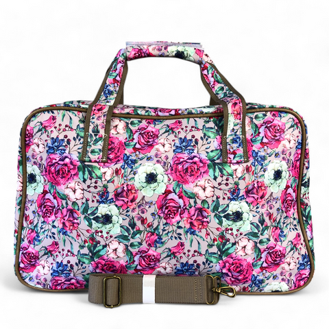 FLORAL PINK CANVAS Overnight Cotton Road Travel Bag