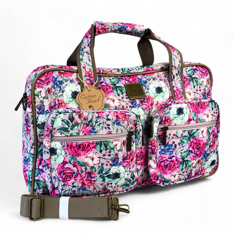 FLORAL PINK CANVAS Overnight Cotton Road Travel Bag