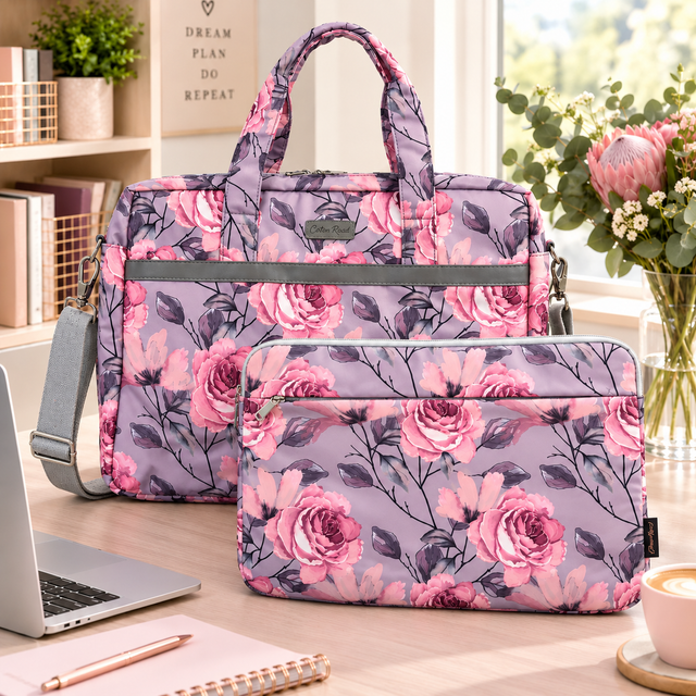 Cotton Road Laptop Bag: MAUVE Canvas 15'6" Bag with Matching Sleeve