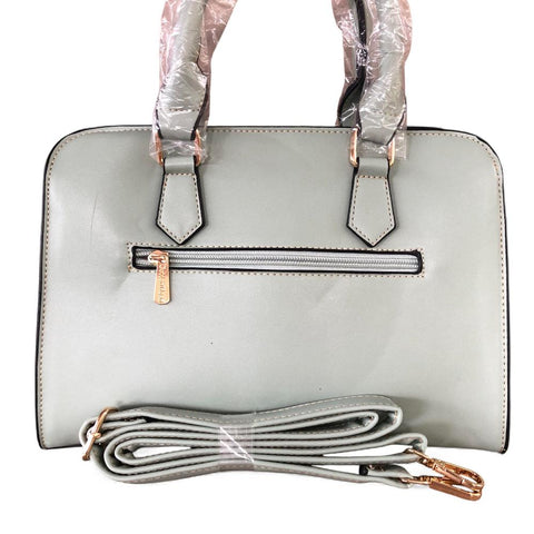 GREEN Cotton Road PU Leather Handbag with FLORAL Panel