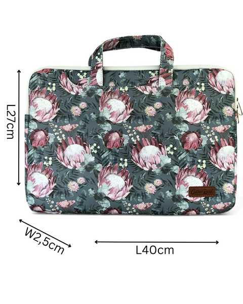 GREEN PROTEA Cotton Road PVC Laptop Bag / Carry Sleeve with Padded Inner
