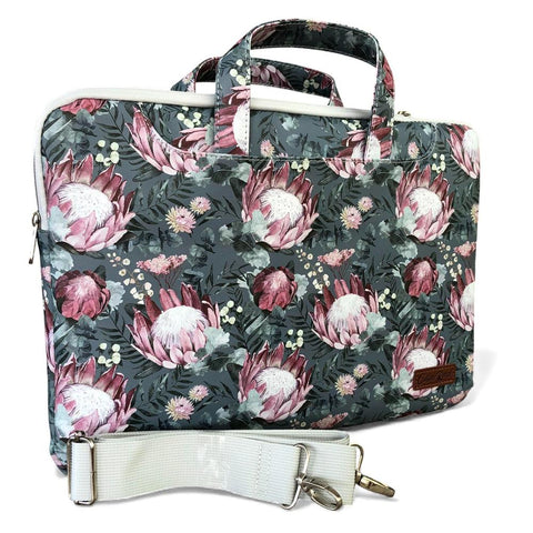 GREEN PROTEA Cotton Road PVC Laptop Bag / Carry Sleeve with Padded Inner