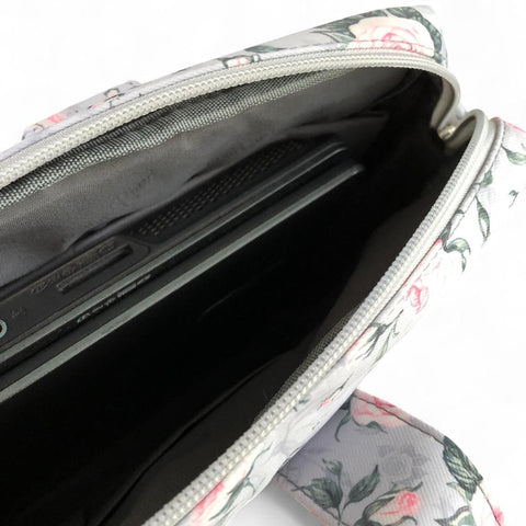 GREY Canvas FLORAL Cotton Road Laptop Bag with GREY Trim and Matching Sleeve COMBO