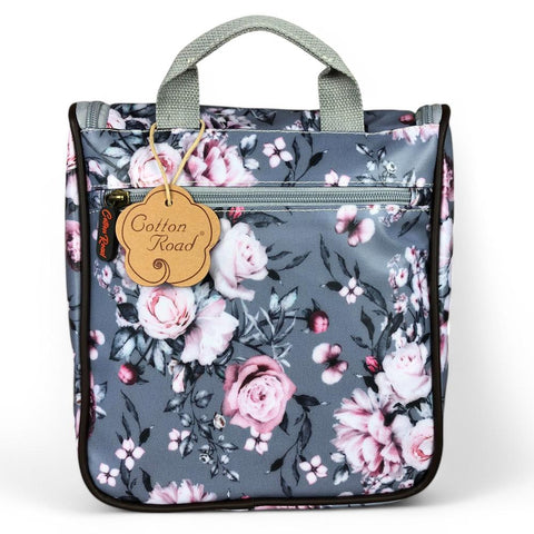 GREY FLORAL Cotton Road PVC Hanging Vanity Bag