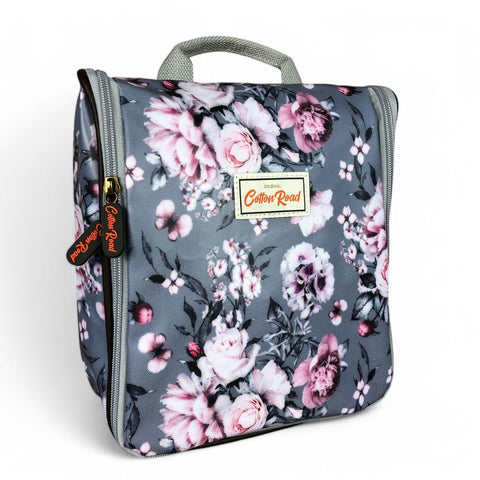 GREY FLORAL Cotton Road PVC Hanging Vanity Bag