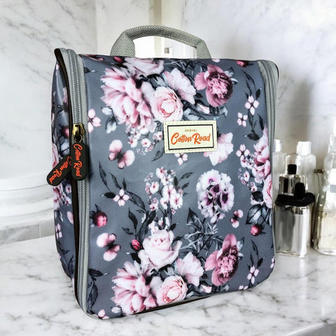 GREY FLORAL Cotton Road PVC Hanging Vanity Bag