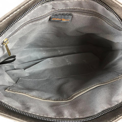 GREY PU Leather Cotton Road Sling Bag with Pockets