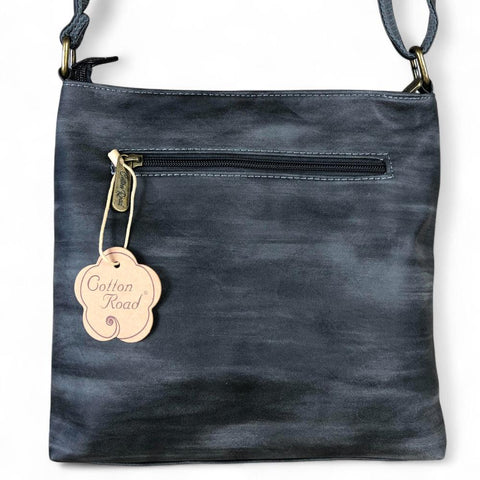 GREY PU Leather Cotton Road Sling Bag with Pockets