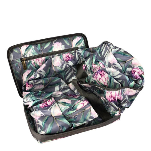 GREY PVC Foldaway WEEKENDER Cotton Road Travel Bag with PROTEAS