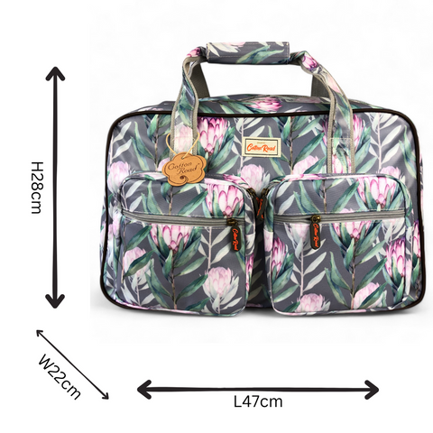 GREY PVC Overnight Cotton Road Travel Bag with PROTEAS