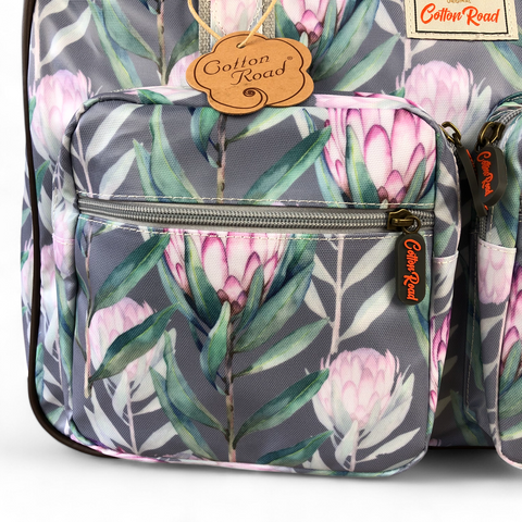 GREY PVC Overnight Cotton Road Travel Bag with PROTEAS