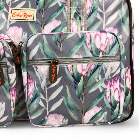 GREY PVC Overnight Cotton Road Travel Bag with PROTEAS