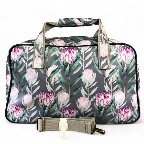 GREY PVC Overnight Cotton Road Travel Bag with PROTEAS
