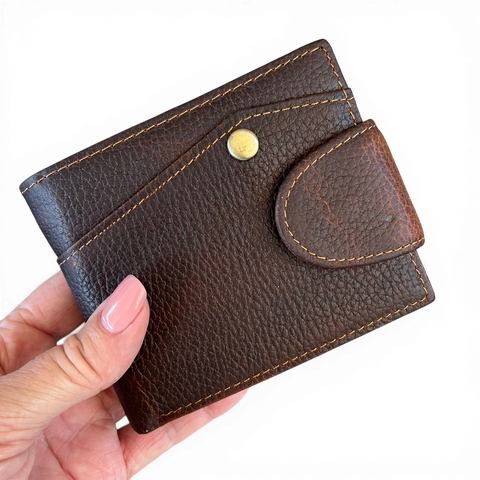 Genuine Leather Wallet: BROWN with Clip for Men