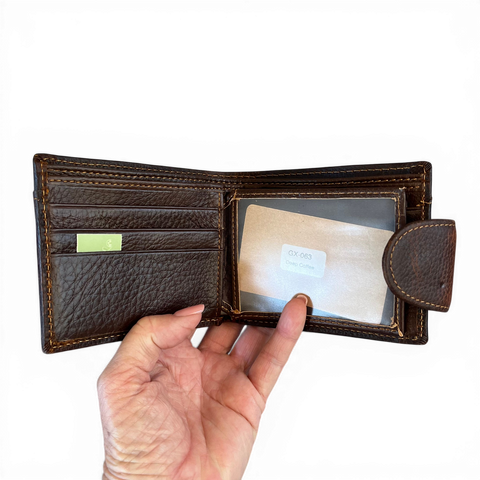 Genuine Leather Wallet: BROWN with Clip for Men