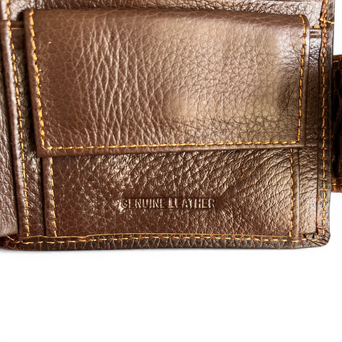 Genuine Leather Wallet: BROWN with Clip for Men