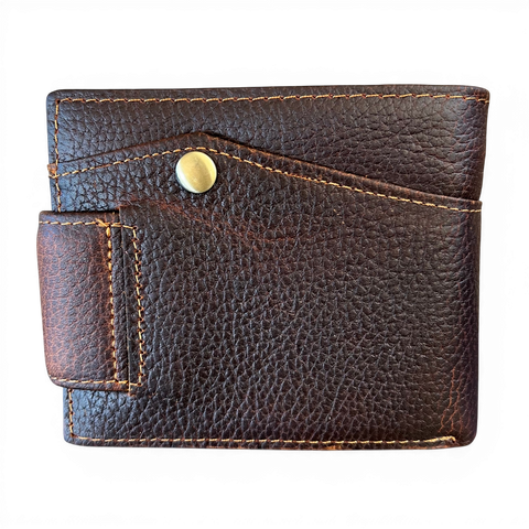 Genuine Leather Wallet: BROWN with Clip for Men