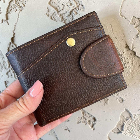 Genuine Leather Wallet: BROWN with Clip for Men