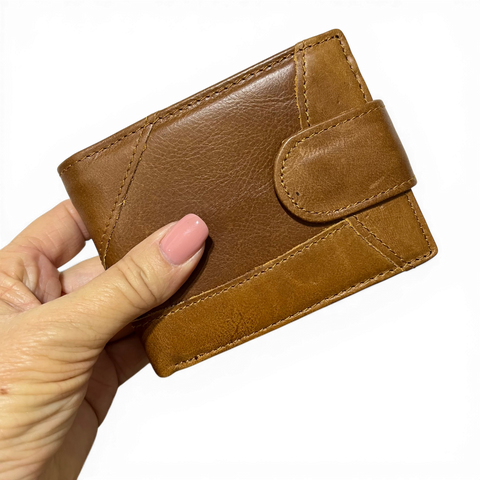 Genuine Leather Wallet: Brown Camel Mountain Wallet for men