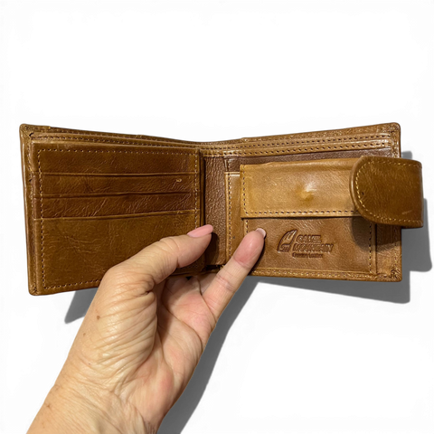 Genuine Leather Wallet: Brown Camel Mountain Wallet for men