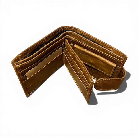 Genuine Leather Wallet: Brown Camel Mountain Wallet for men