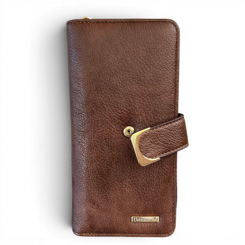 Cotton Road Wallet: Stylish Large BROWN PU Leather with Clip