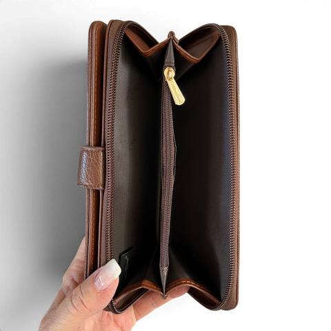 Cotton Road Wallet: Stylish Large BROWN PU Leather with Clip