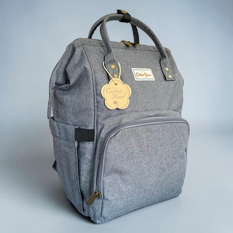 Cotton Road Backpack: Grey Baby Nappy Bag