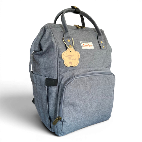 Cotton Road Backpack: Grey Baby Nappy Bag