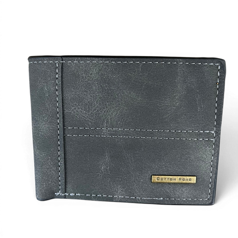 Cotton Road Wallet: Grey PU Leather for the Stylish Man