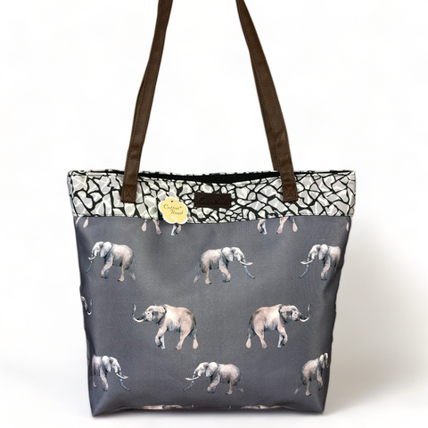 Cotton Road GREY Canvas Tote Shopper Bag with ELEPHANT