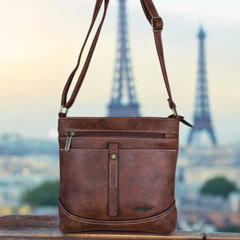 TAN BROWN Cotton Road PU Leather Sling Bag with STRAP detailing